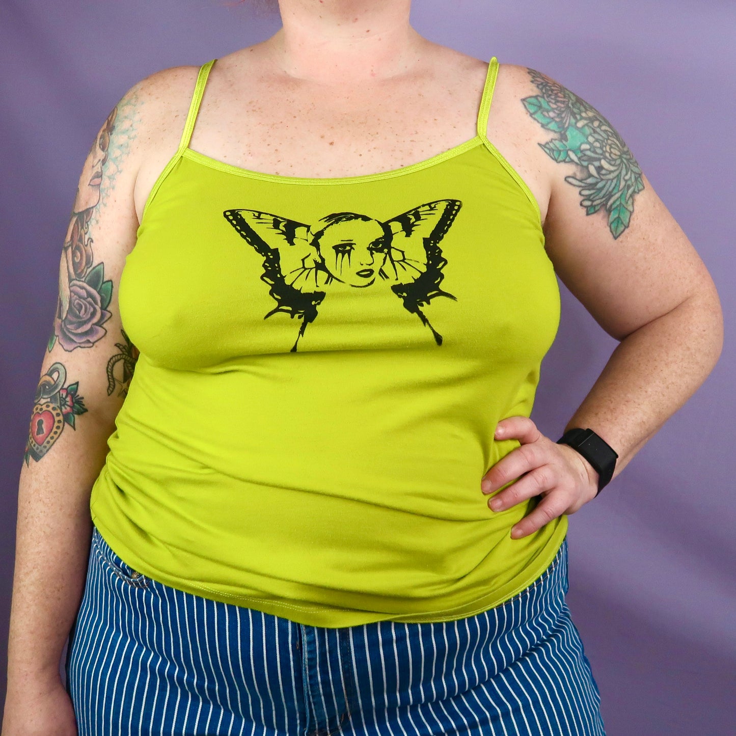 "Weeping Butterfly" Neon Chartreuse Tank Top - 2XL