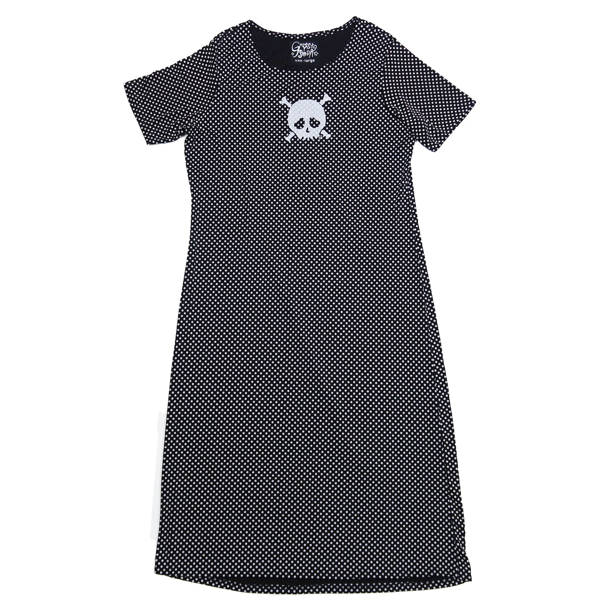 "Grim Skull" Polka Dot Babydoll Dress - 3XL