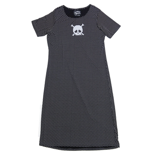"Grim Skull" Polka Dot Babydoll Dress - 3XL