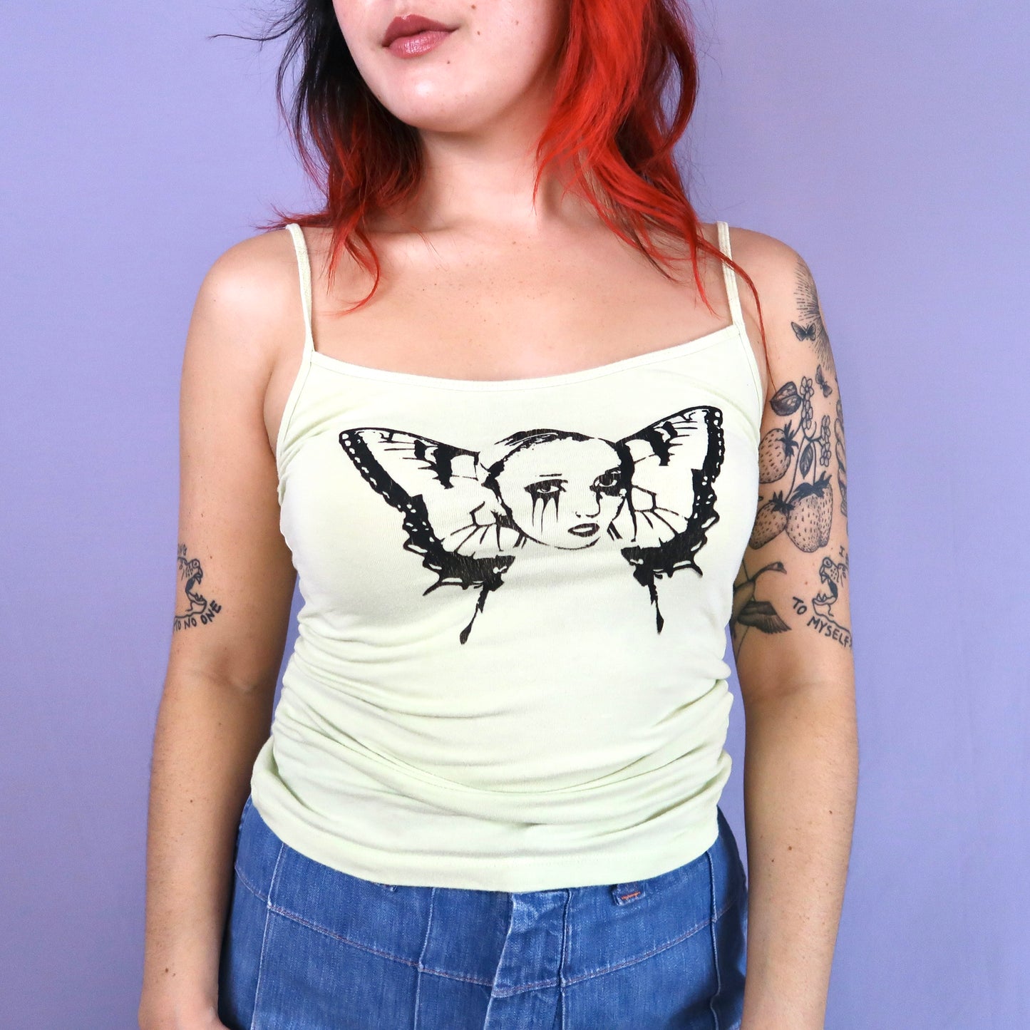 "Weeping Butterfly" Light Green Tank Top - Small