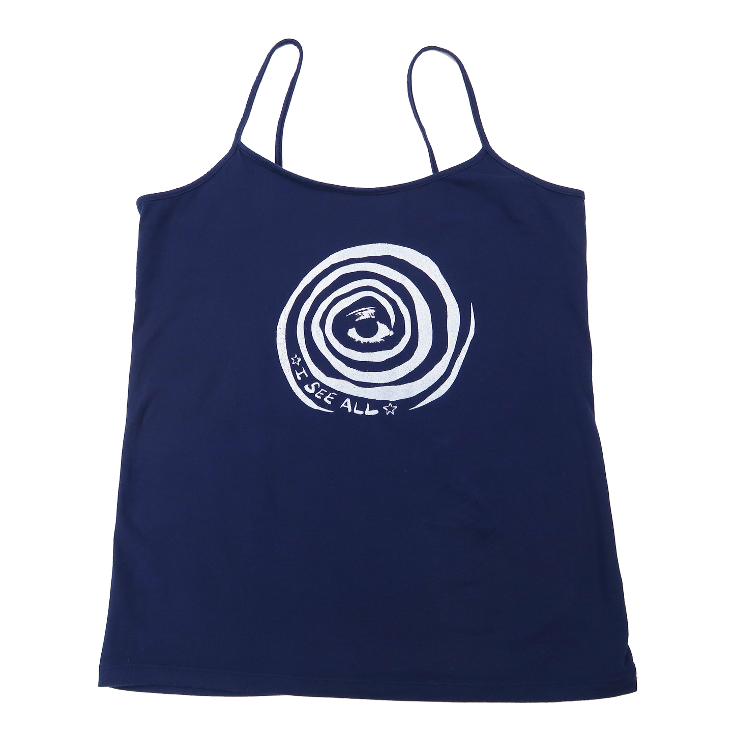 "I See All" (Eye Spiral) Navy Blue Tank Top - XL