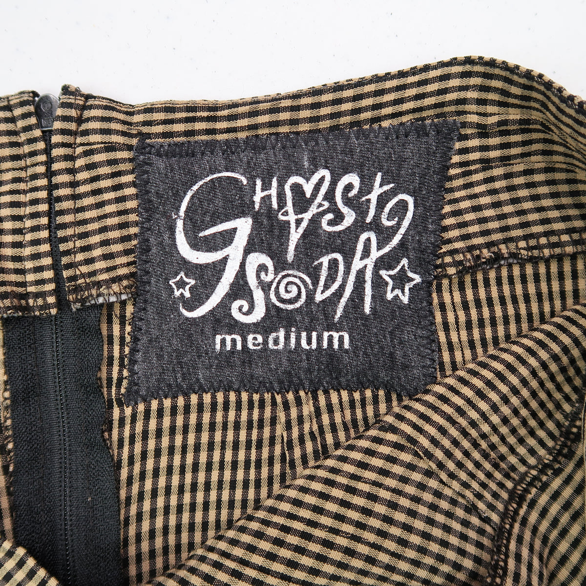 "Grim Skull" Gingham Skirt - Medium