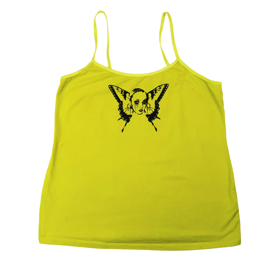 "Weeping Butterfly" Neon Chartreuse Tank Top - 2XL
