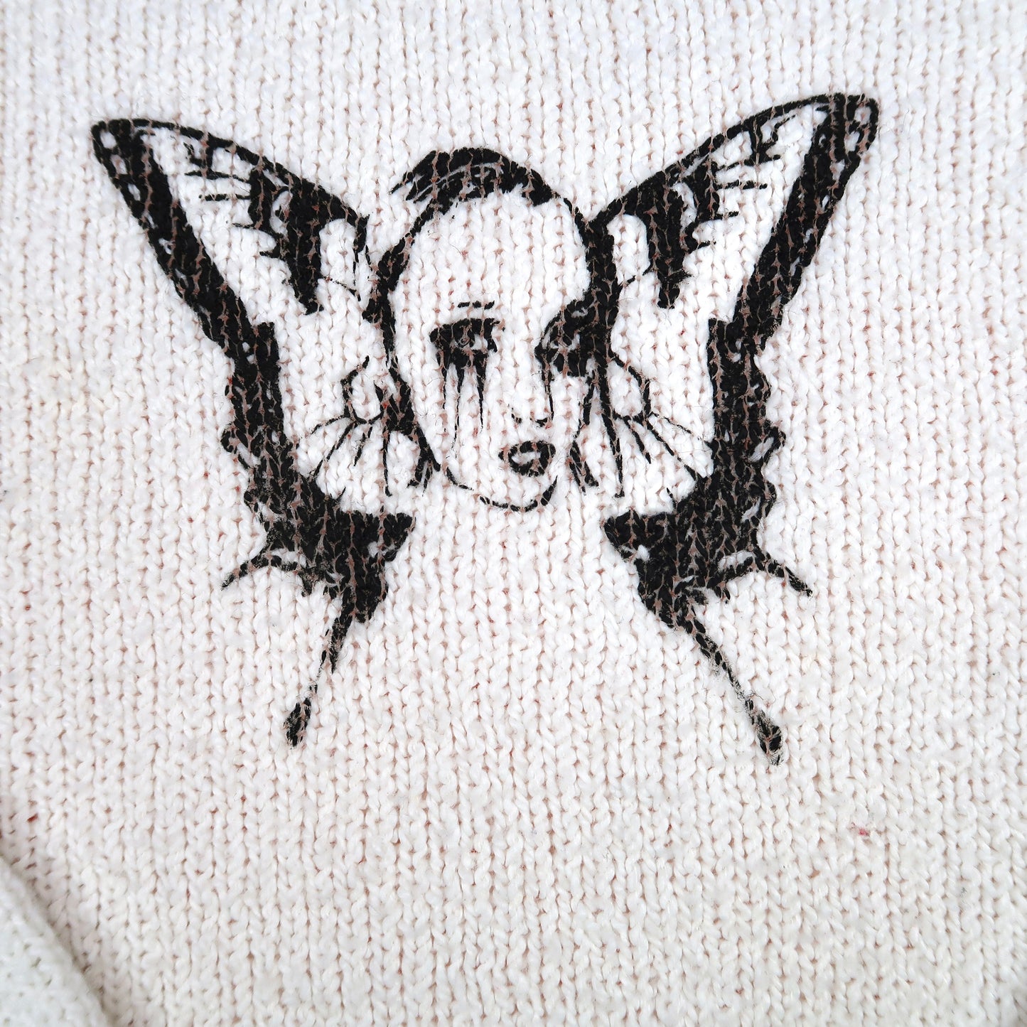 "Weeping Butterfly" White Sweater - Medium