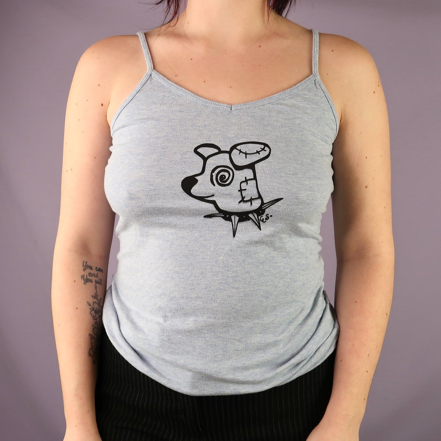"Patches the Dog" Gray/Blue Tank Top - Medium