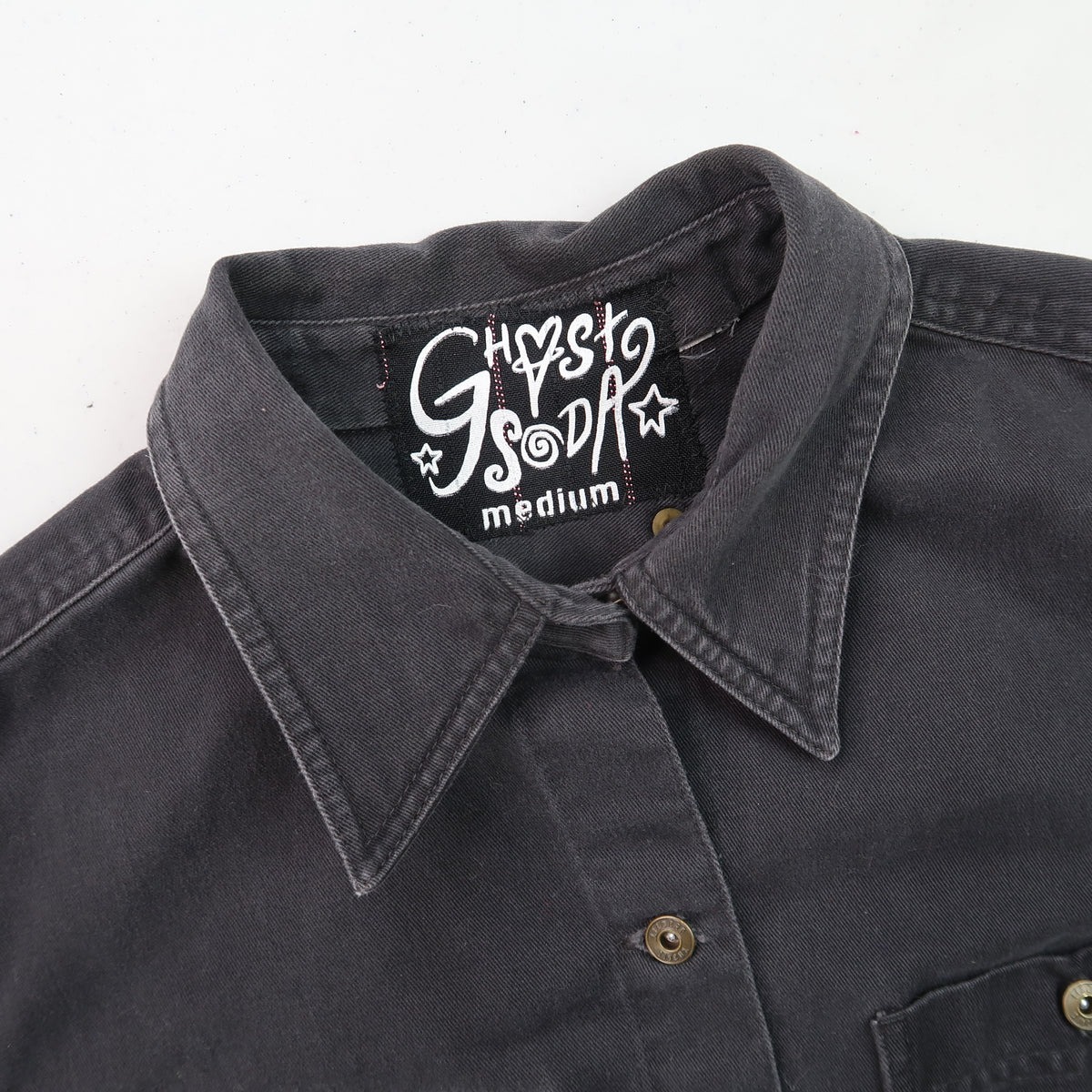 "Grim Skull" Black Denim Dress - Medium