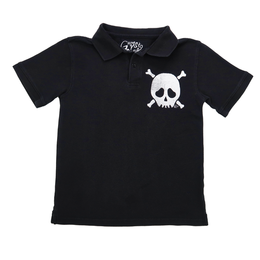 "Grim Skull" Black Polo Baby Tee - Small