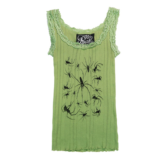 "I Love Spiders" Green Lace Tank - Small