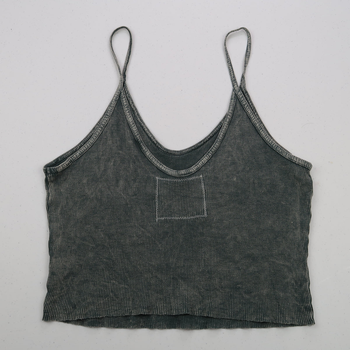 "Patches the Dog" Gray Waffle Knit Tank Top - Large