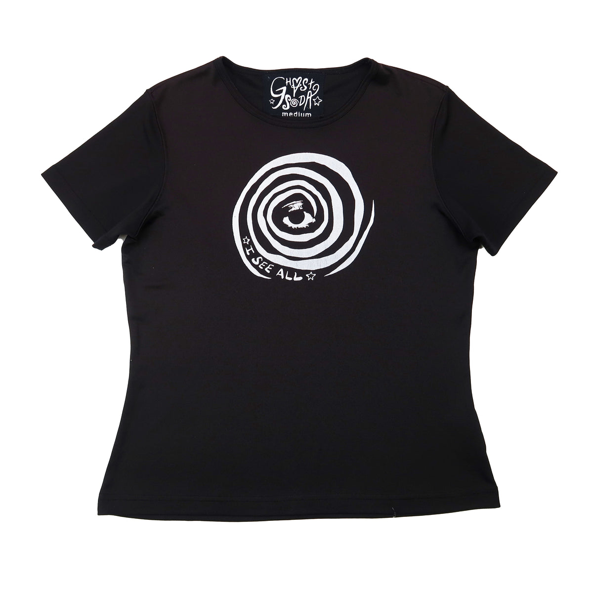 "I See All" (Eye Swirl) Black Fitted Shirt - Medium