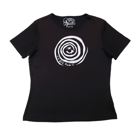 "I See All" (Eye Swirl) Black Fitted Shirt - Medium