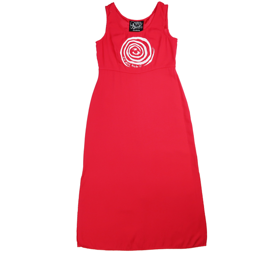 "I See All" (Eye Spiral) Red Maxi Dress - Medium
