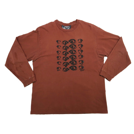 "Melted Visions" Brown Long Sleeve Shirt - Large