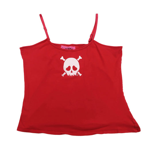 "Grim Skull" Red Tank Top - Large