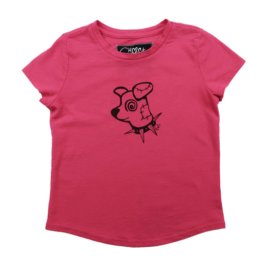 "Patches the Dog" Hot Pink Baby Tee - XS