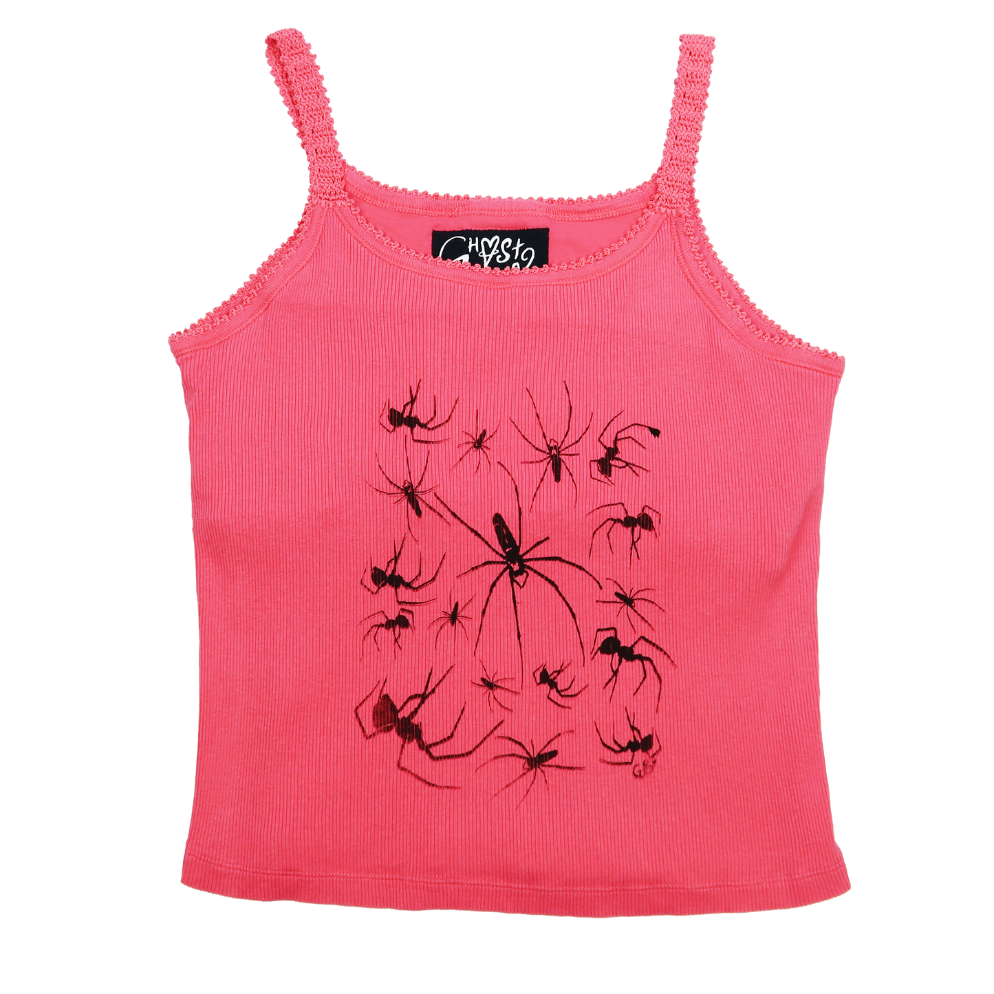 "I Love Spiders" Pink Tank Top - Medium