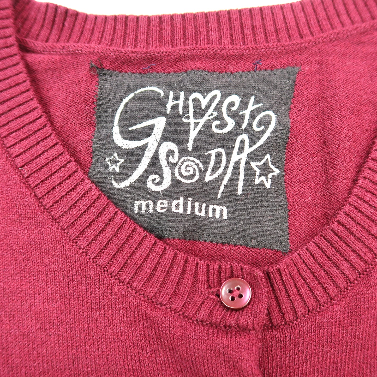 "Grim Skull" Maroon Cardigan - Medium