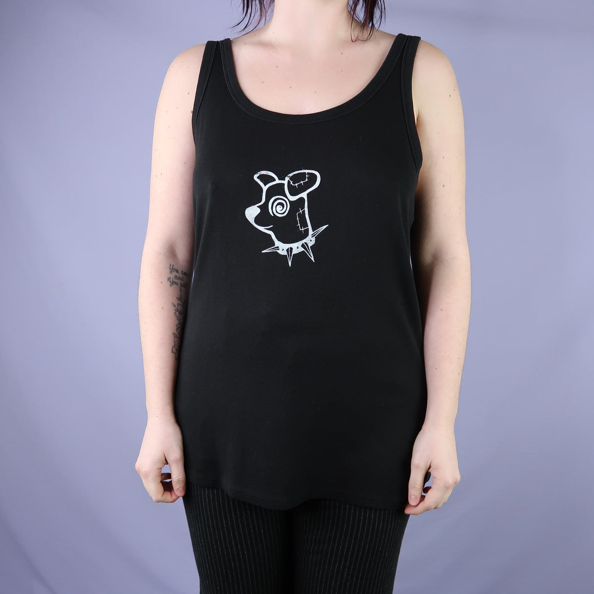 "Patches the Dog" Black Tank Top - XL