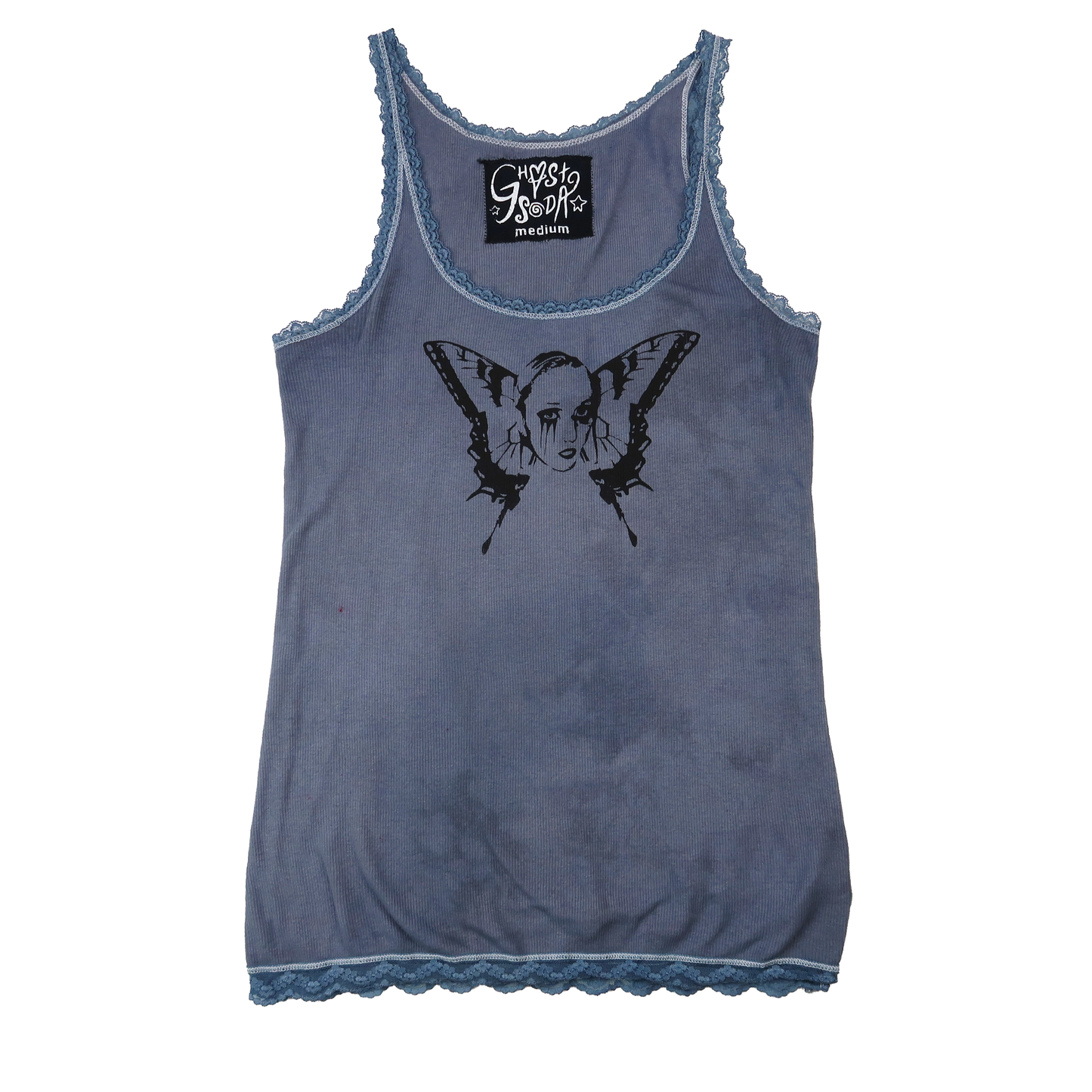 Weeping Butterfly Gray Lace Tank - Medium