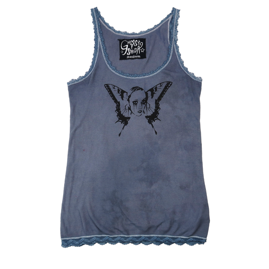 Weeping Butterfly Gray Lace Tank - Medium