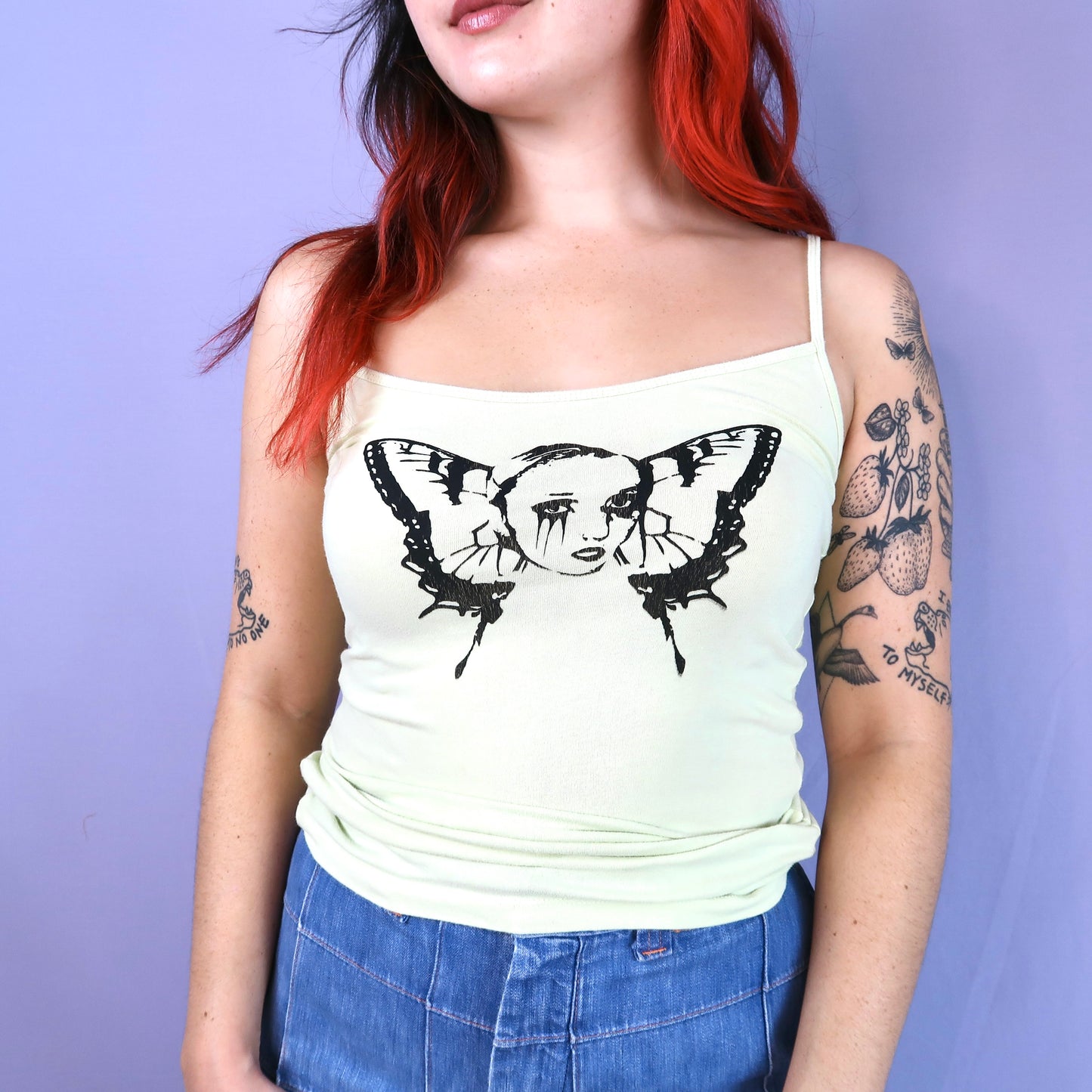 "Weeping Butterfly" Light Green Tank Top - Small