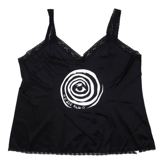 "I See All" (Eye Spiral) Black Lace Cami Tank - XL