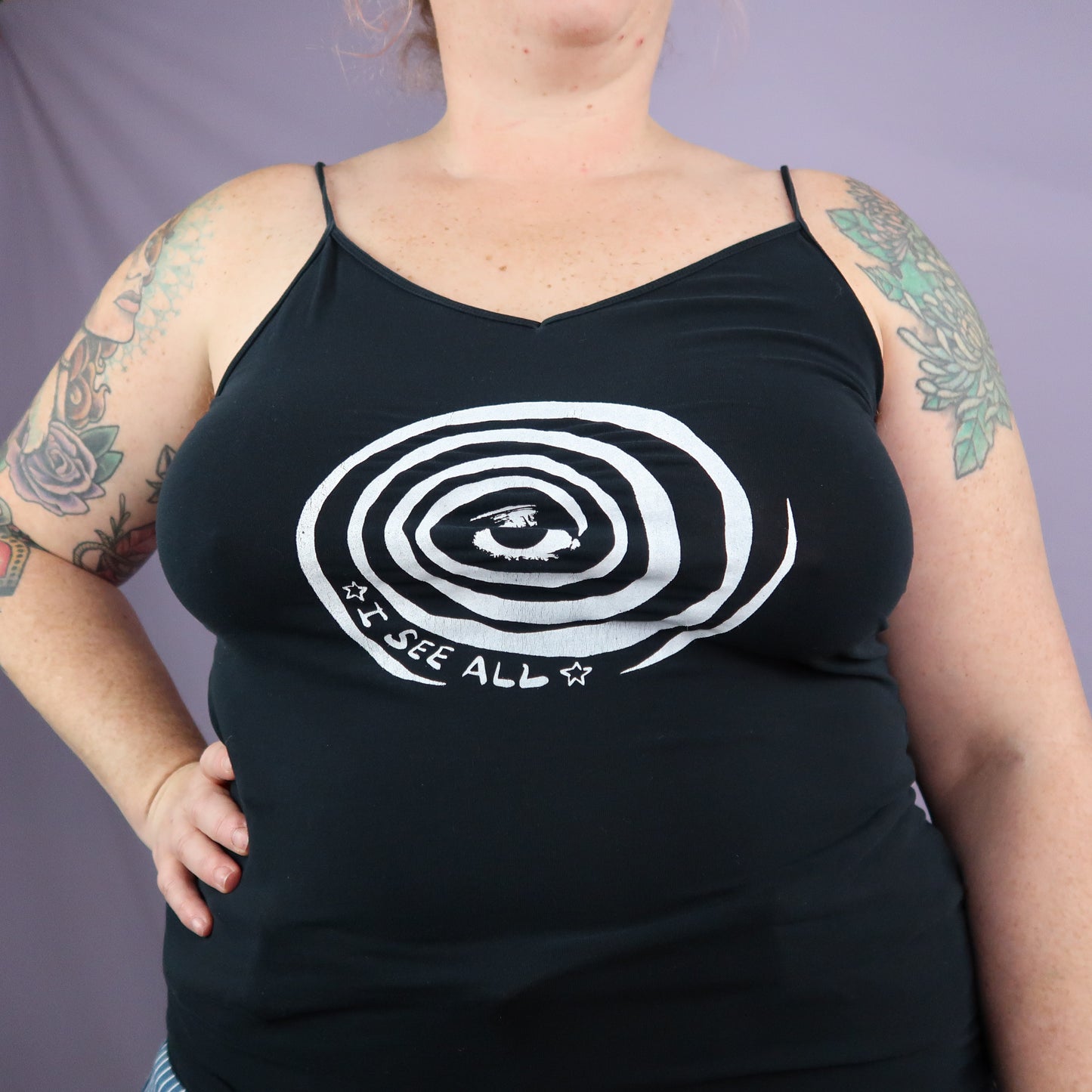 "I See All" (Eye Spiral) Black Tank Top - XXXL