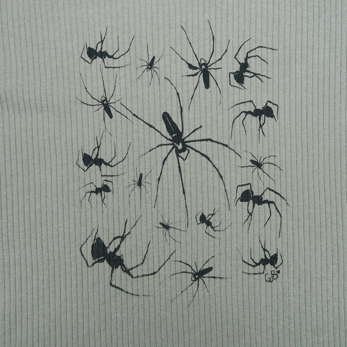 "I Love Spiders" Army Green Ribbed T-shirt - Large