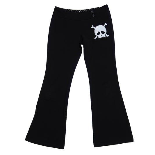 "Grim Skull" Black Flare Pants - Medium