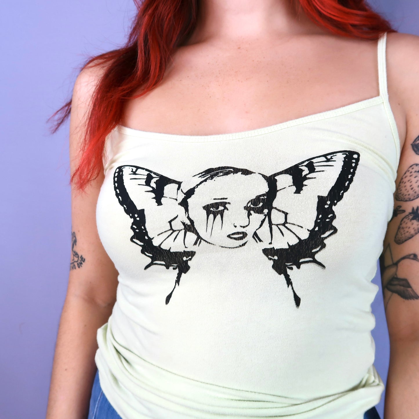 "Weeping Butterfly" Light Green Tank Top - Small