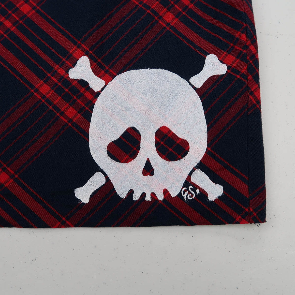 "Grim Skull" Red Plaid Skirt - Medium
