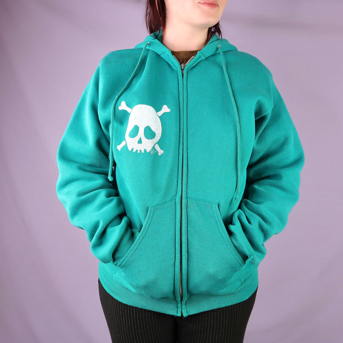 "Grim Skull" Teal Jacket - Medium