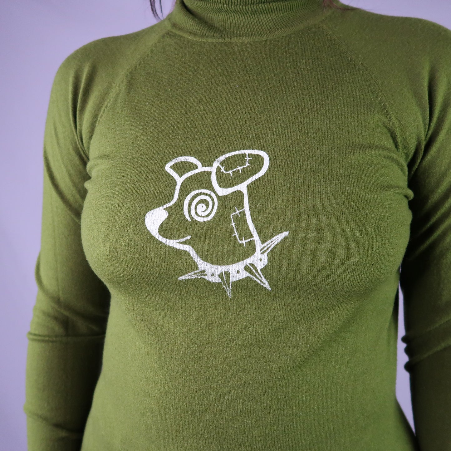 "Patches the Dog" Green Turtleneck - Small