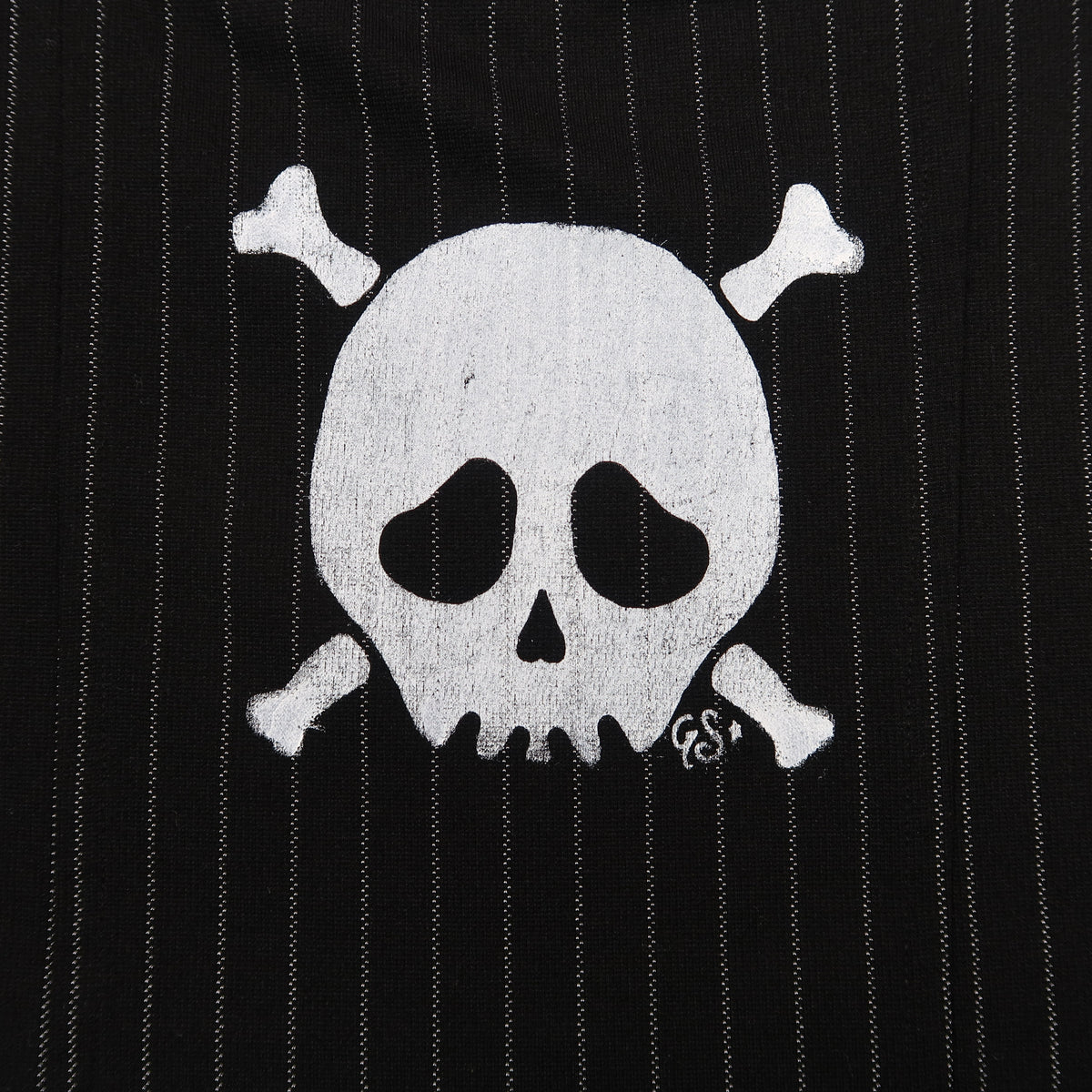 "Grim Skull" Pinstripe Black Tank Top - Medium