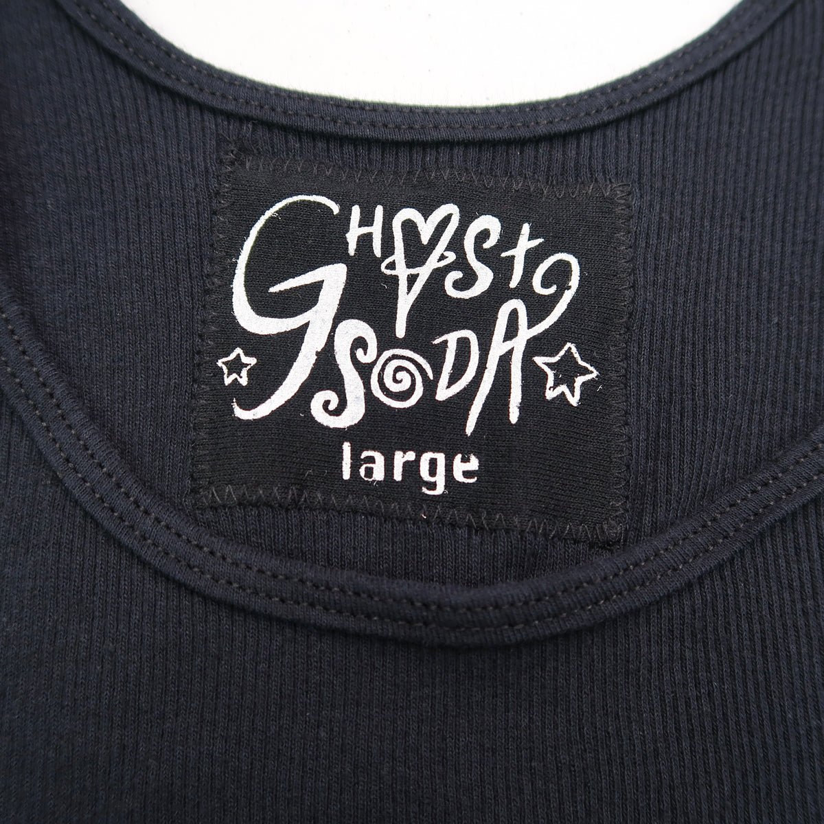 "Patches the Dog" Black Ribbed Tank - Large