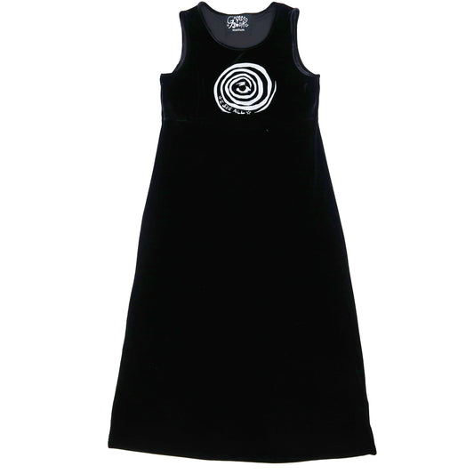 "I See All" (Eye Spiral) Black Velvet Maxi Dress - Medium