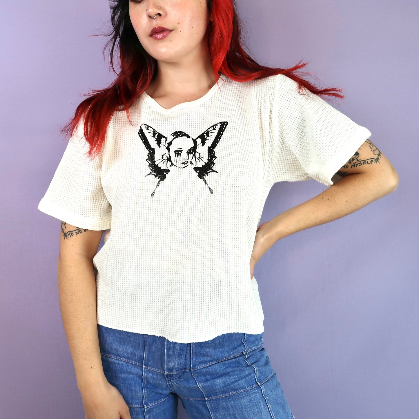 "Weeping Butterfly" Short Sleeve Thermal Top - Medium