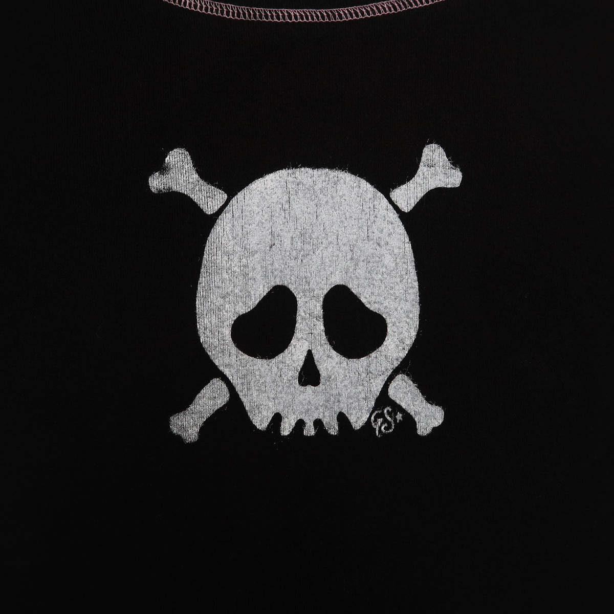 "Grim Skull" Pink and Black Layered Long Sleeve - Large