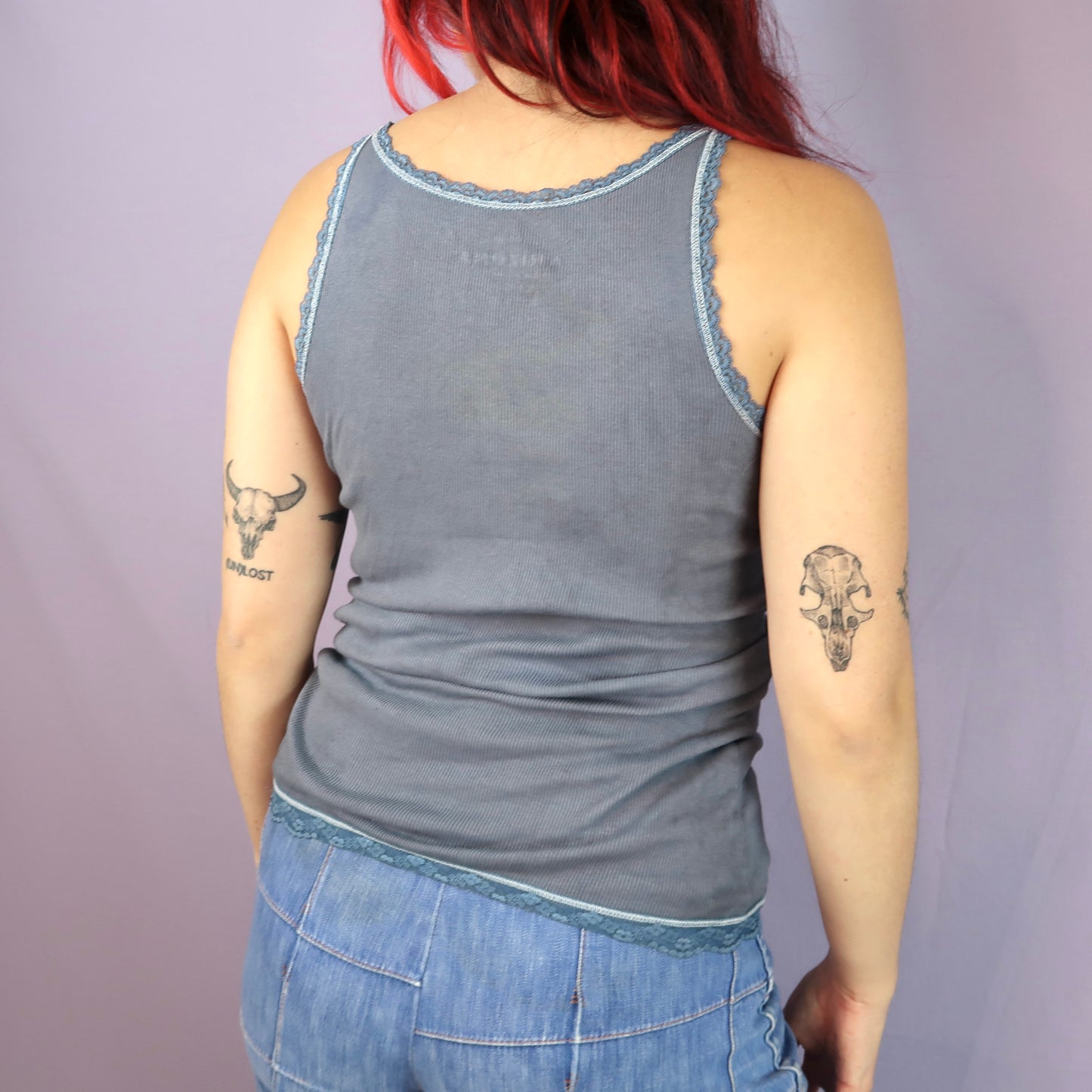 Weeping Butterfly Gray Lace Tank - Medium