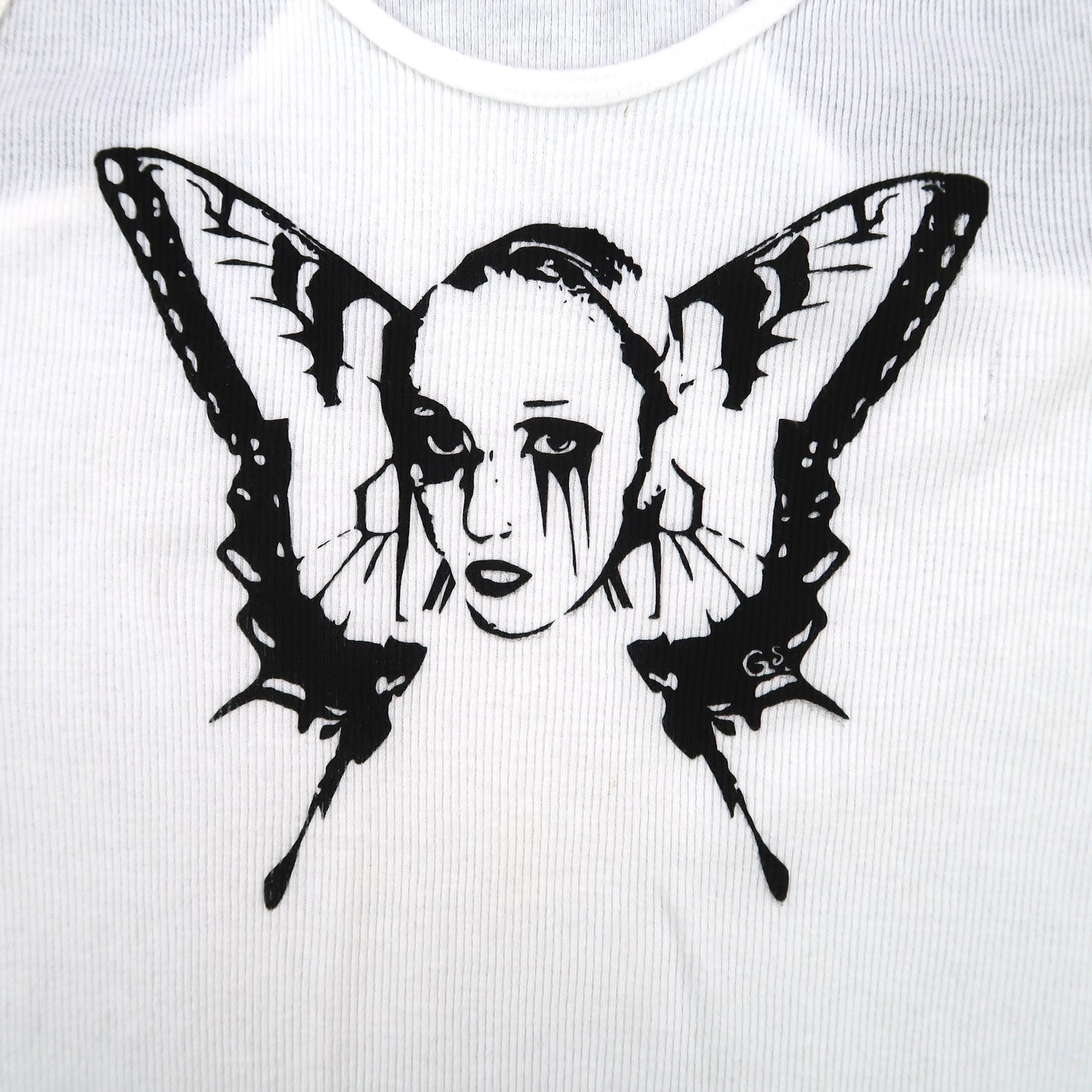 "Weeping Butterfly" White Tank - Medium