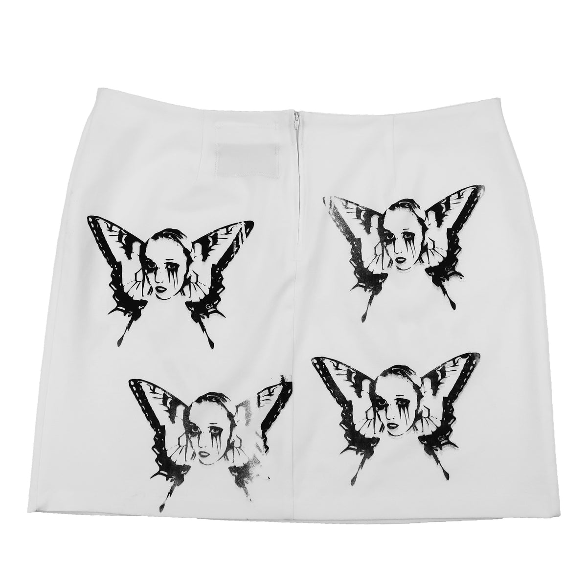 "Weeping Butterfly" AOP White Skirt - XL