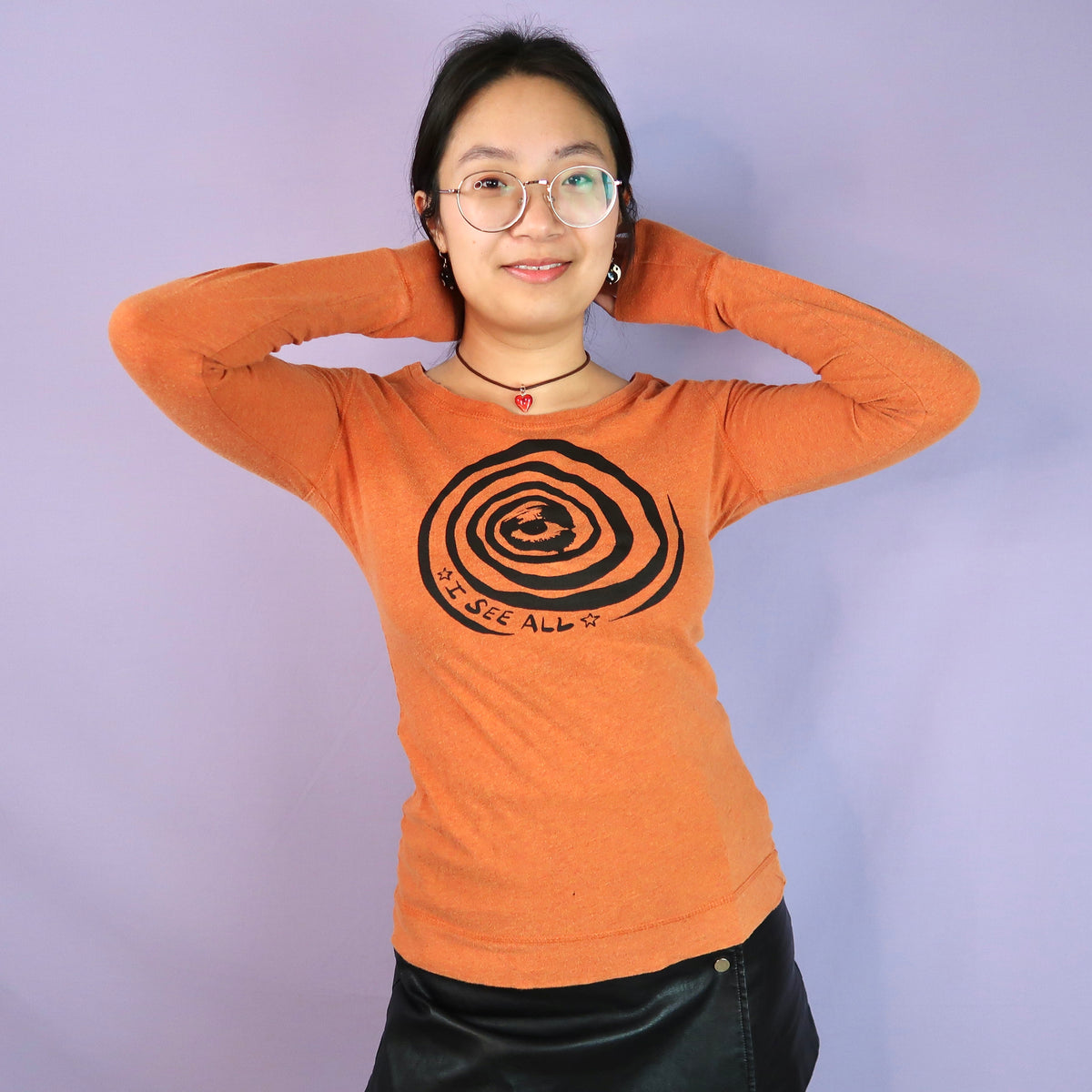 "I See All" (Eye Spiral) Orange Long Sleeve - Small