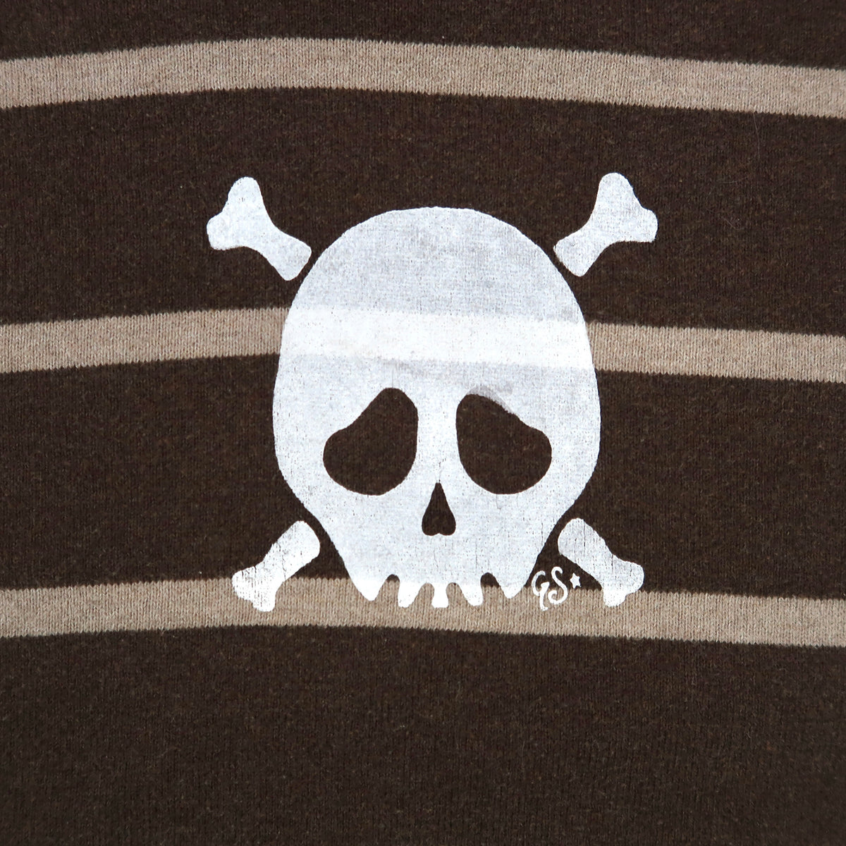 "Grim Skull" Brown Striped Sweater - Large