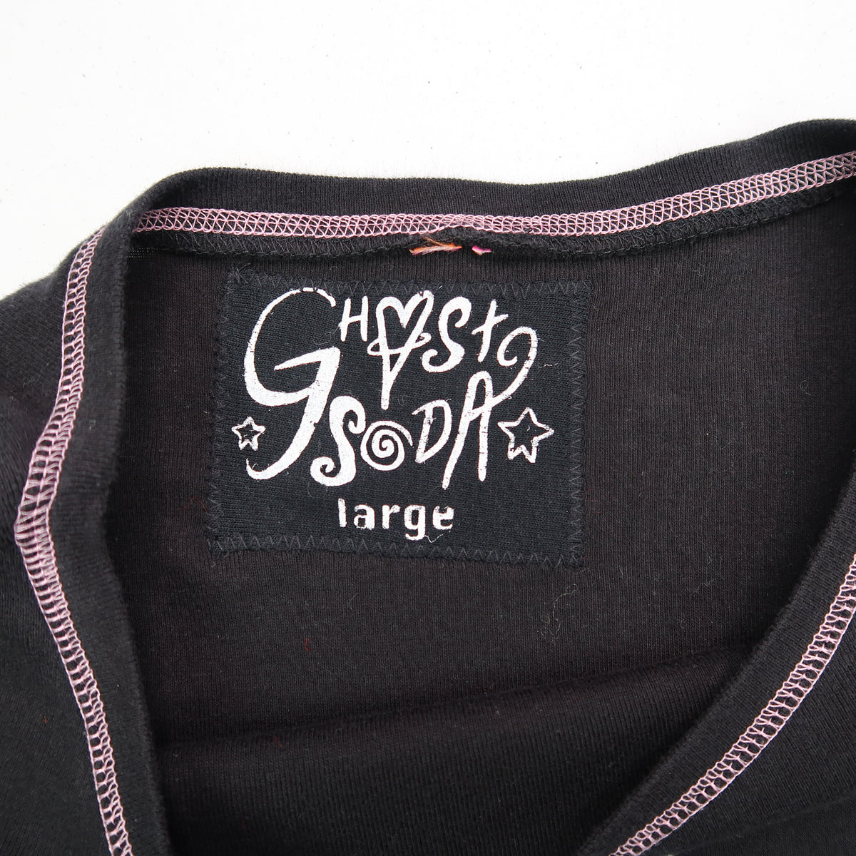 "Grim Skull" Pink and Black Layered Long Sleeve - Large