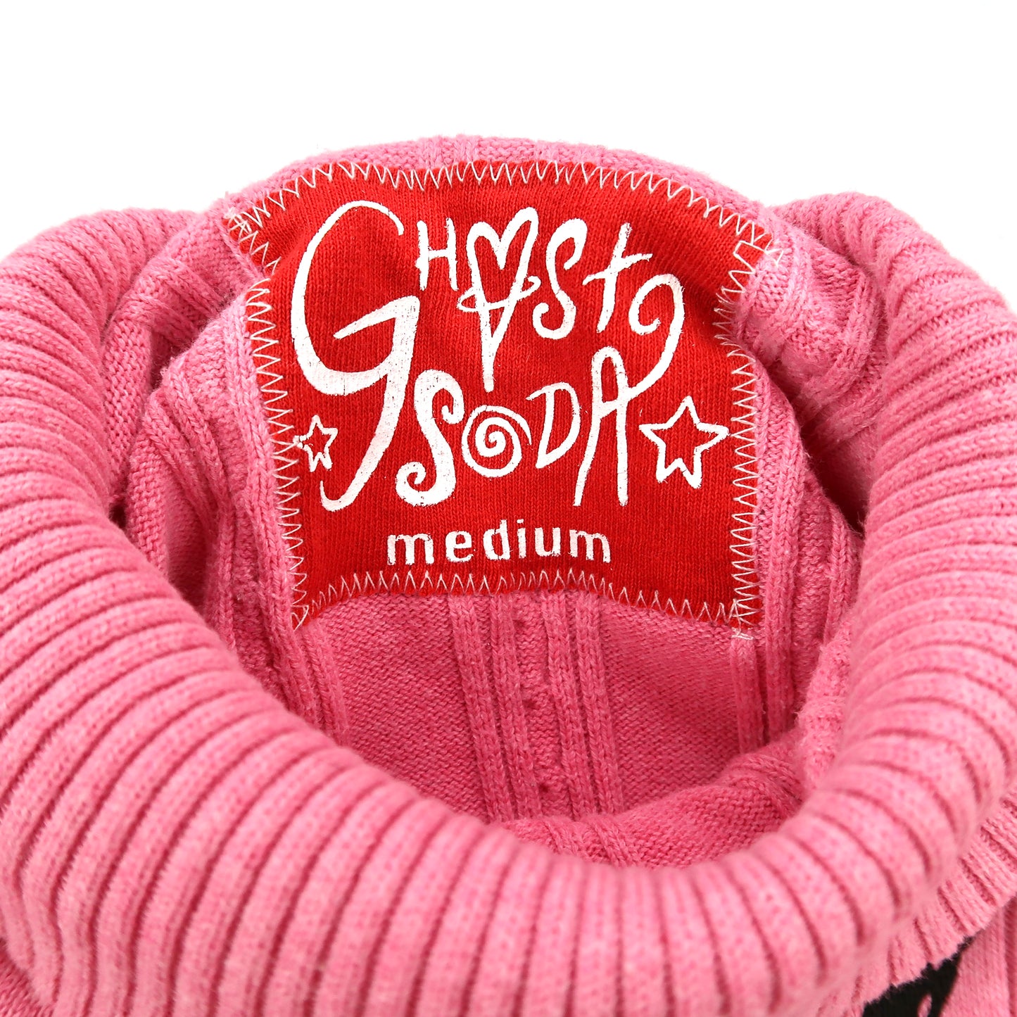 "Weeping Butterfly" Pink Knit Turtleneck - Medium