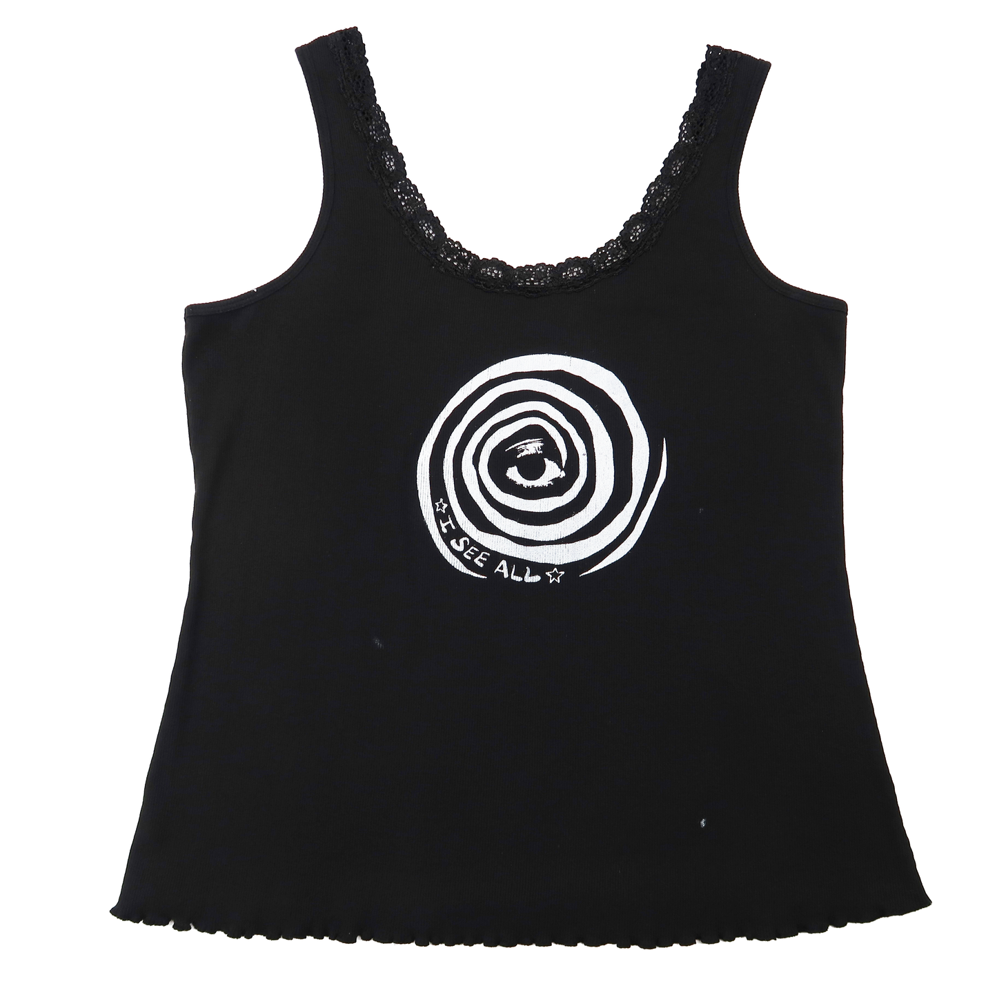 "I See All" (Eye Spiral) Black Lace Tank Top - 2XL