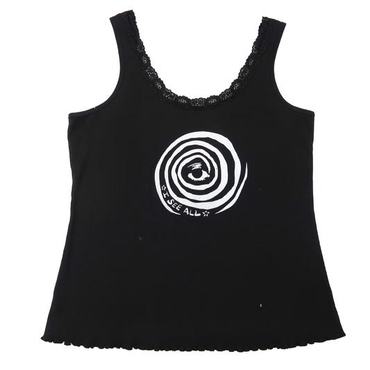 "I See All" (Eye Spiral) Black Lace Tank Top - 2XL