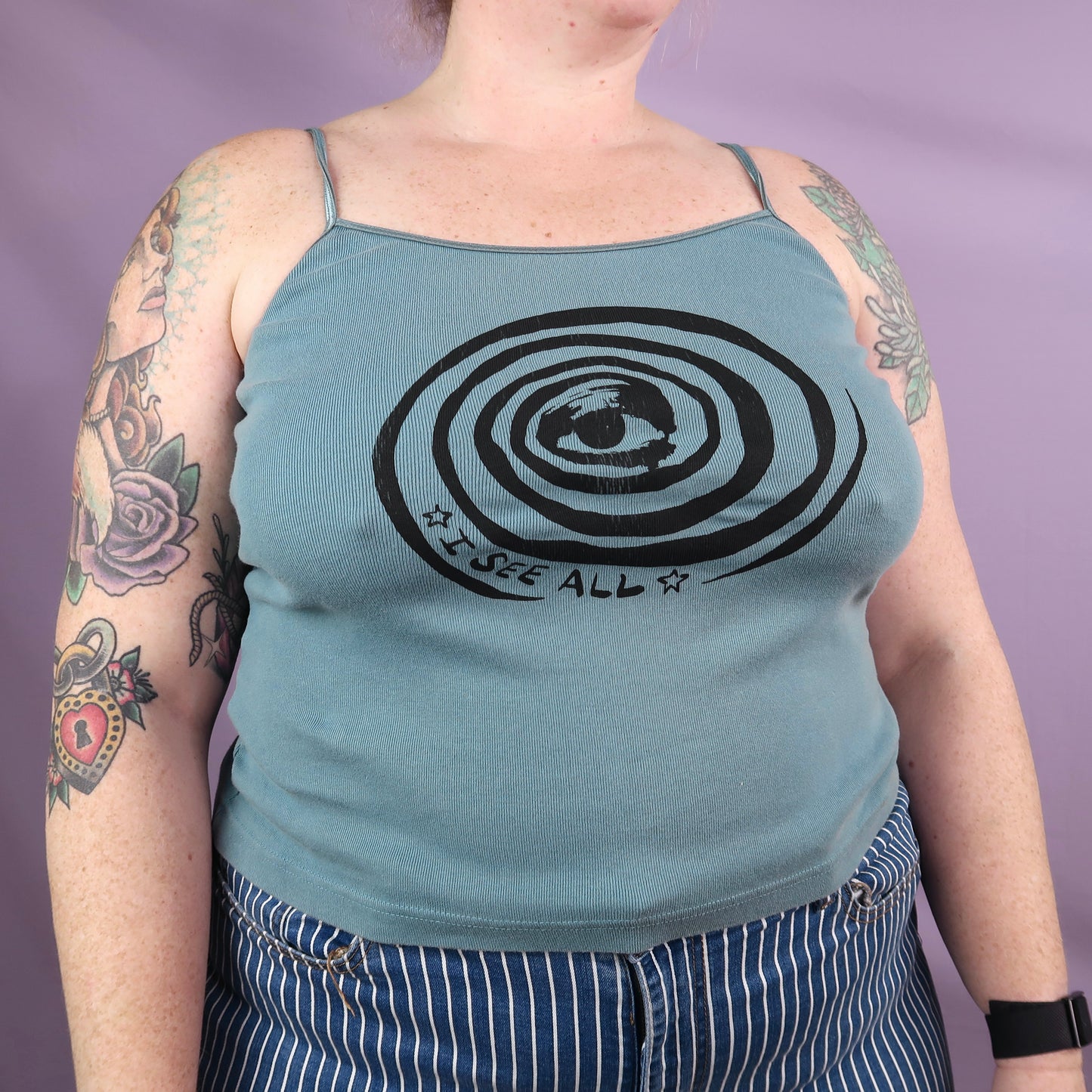 "I See All" (Eye Spiral) Teal Tank Top - XL
