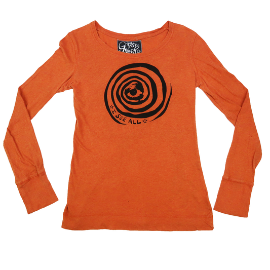 "I See All" (Eye Spiral) Orange Long Sleeve - Small