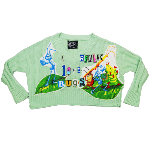 1OF1 "I REALLY LOVE BUGS" Ghost Soda Patchwork Sweater - 2XL